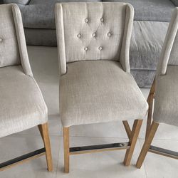 Juego de 3 banquetas beige