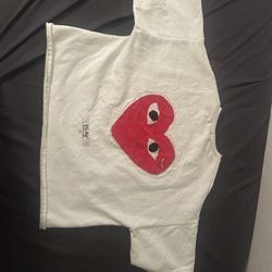 Wide Cropped Comme des Garcons Red Heart Emblem Shirt