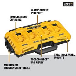DEWALT 20V MAX* Charger, 4-Port, Rapid Charge (DCB104) , Black/Yellow Brand New