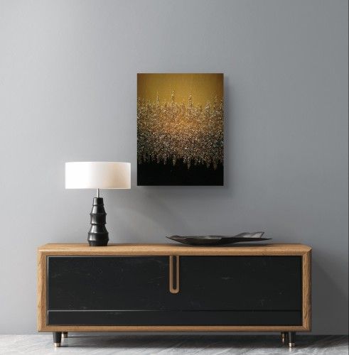 16x20 inch canvas, Gold, Black, Crushed Mirror, Polyurethane Finish, Approximate Size In Picture