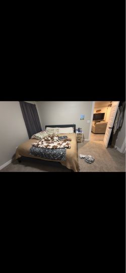 King Bed Frame with Dark Headboard