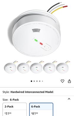 Smoke Detector Hardwired, Smoke Alarm Interconnected with Battery Backup, Photoelectric Fire Alarms Smoke Detectors with LED Lights, UL217 Listed Fire