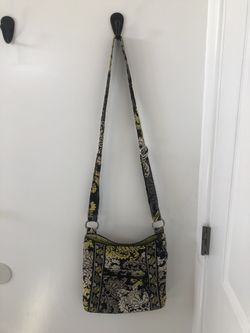 Vera Bradley Crossbody Hipster Bag Black White Yellow Gray Retired "Baroque"