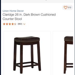 Claridge 26 in. Dark Brown Cushioned Counter Stool