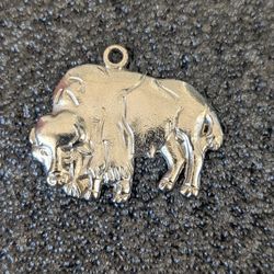 Silvertone Bison Buffalo Pendant