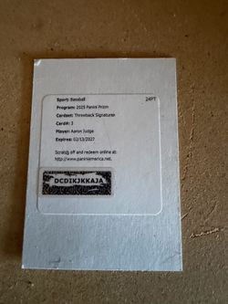 Aaron Judge 2025 Panini Throwback Signatures Auto Redemption Card (redeemed) NY Yankees
