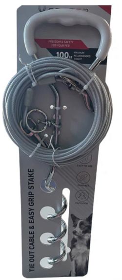 tie out cable and easy grip stake 30 feet radius spyder