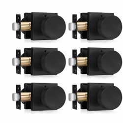 (J-29) Matte Black Door Knobs Interior Privacy, Heavy Duty (6 Pack) Zinc Alloy, Keyless Square Door Knobs for Bedroom Bathroom, Push Lock, Reversible