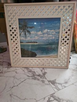 Rick Novak Tropical Seascape Framed Print with White Lattice Frame