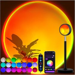 Sunset Lamp Projector with APP Control - 21 Color Changing LED Sunset Light, 180° Adjustable for Photography, Bedroom Decor, Party, Wedding, Mood Ligh