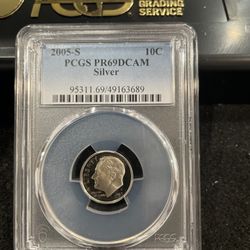 2005 S Gem Proof SILVER Roosevelt Dime Graded At PR69 With A Deep Cameo U-15