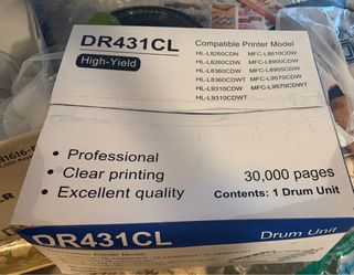 high-yield DR431CL drum unit compatible with select Brother laser printers.