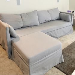 🛋️ Light Gray Corner Sofa with Storage – Excellent Condition! 