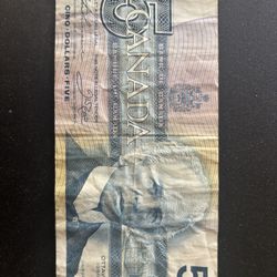 Canada Money $5  ‘86 Yr