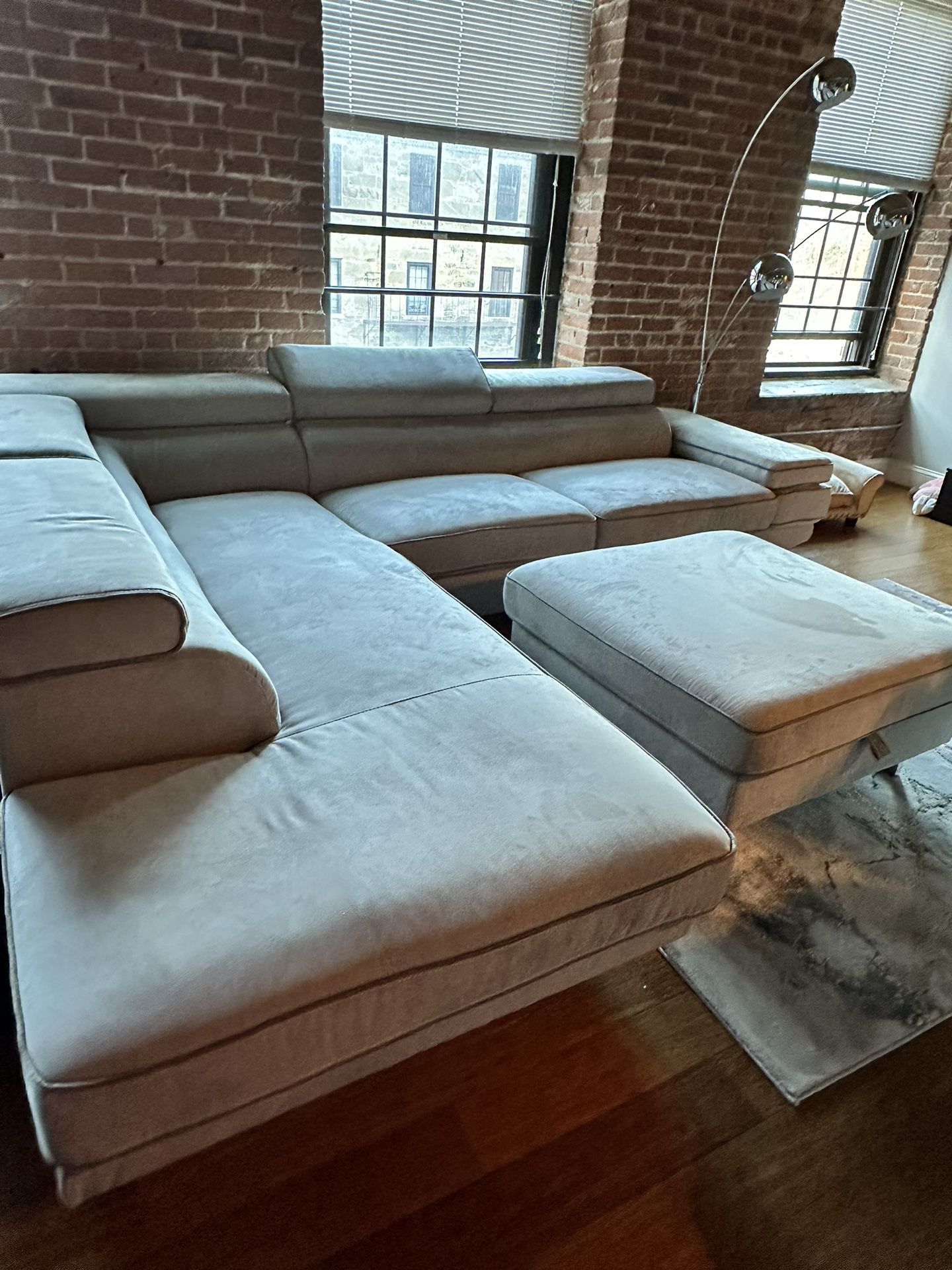 Grey Suede Sectional Couch