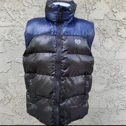 Vintage Phat Farm men Puffer Jacket Vest blue black 90s Full-Zip Large