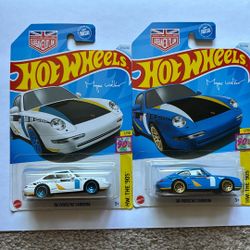 2024 Hot Wheels '96 Porsche Carrera Lot of 2 : White And Blue!