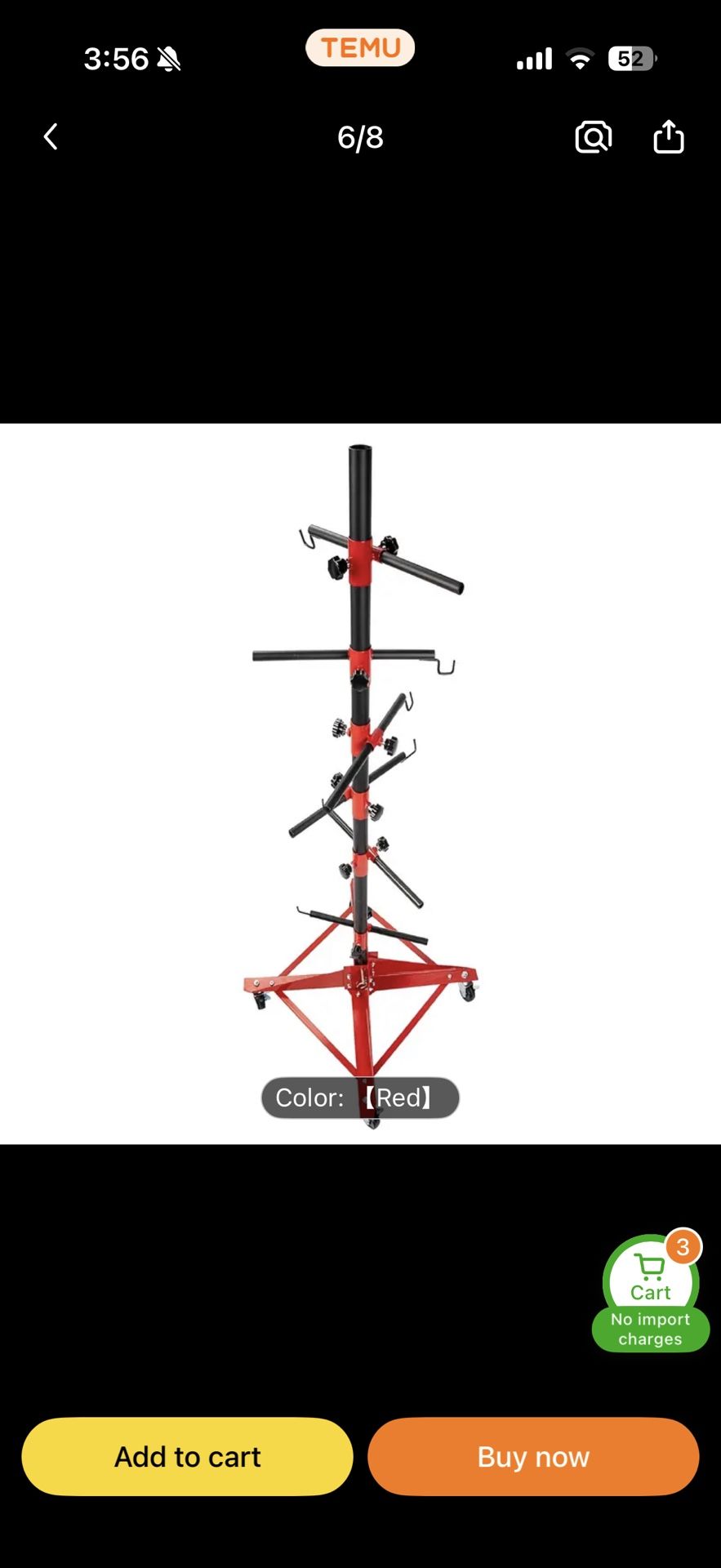 Adjustable Center Post Universal Panel Tree Paint Stand for Automotive Doors, Fenders, Bumpers - Black & Red Support Rack Holder