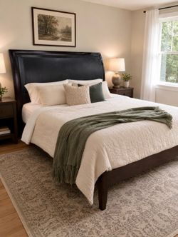 California King Platform Bed Leather and Wood king/ Cal King headboard only