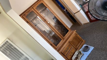 Gun Cabinet  (2 pieces) with water fowl and deer etched glass