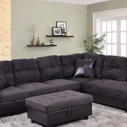 New Espresso Microfiber Sectional Sofa Set