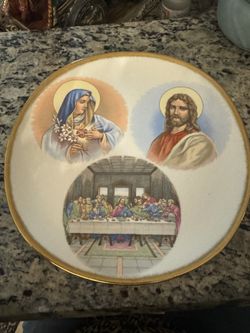 Gold Gilt Large Plate To Hang It Serving Dish Religious