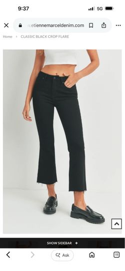 Etienne Marcel Classic Black Crop Flare Jeans