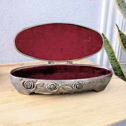 Vintage Ornate Metal Jewelry Box