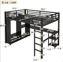 Queen size loft bed FRAME (NO MATTRESS NOT INCLUDED)