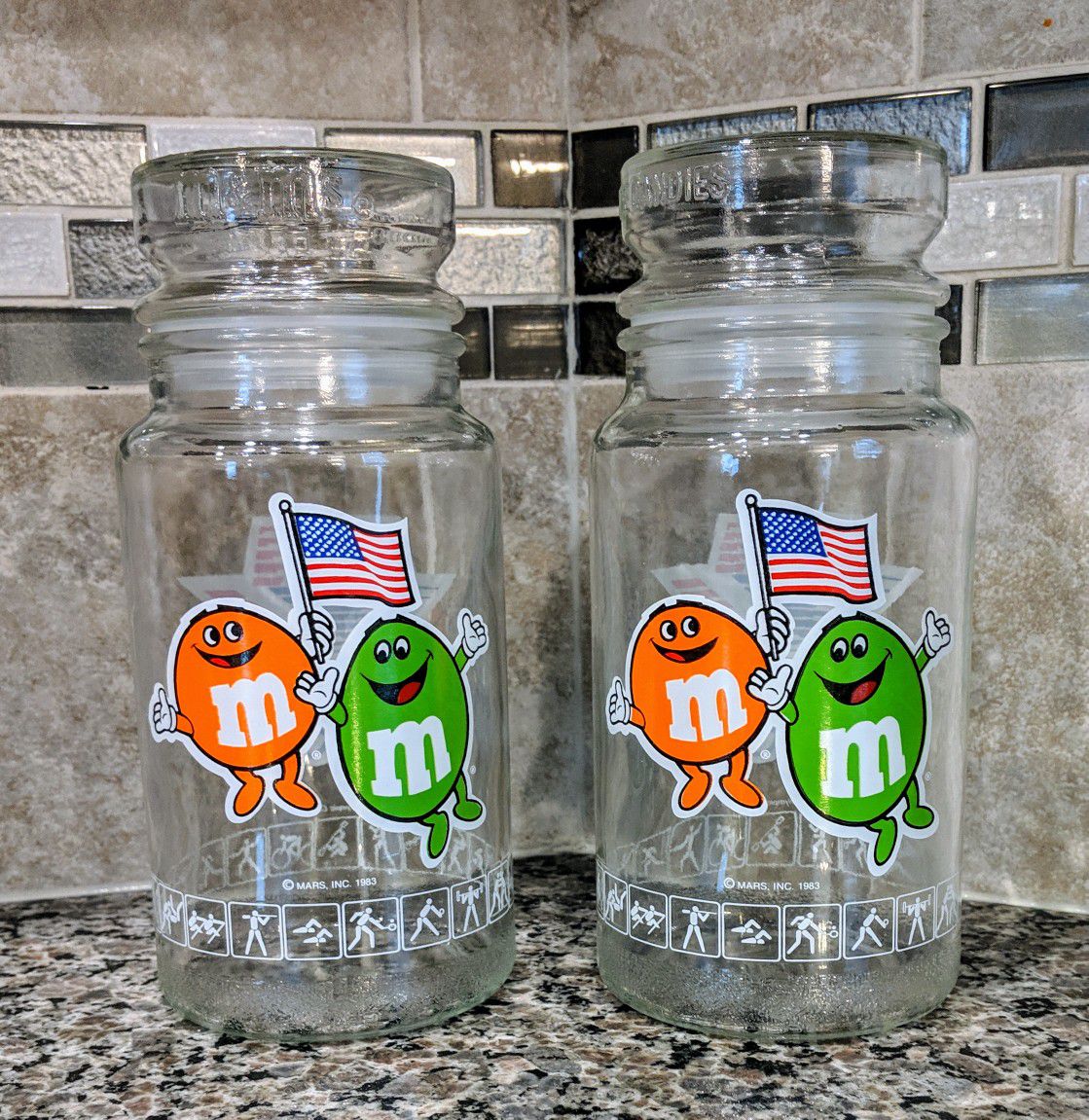Vintage M&Ms USA 1984 Olympic Candy Jars