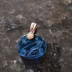 Blue Glass Charm/Pendant (14k & 925 Silver 