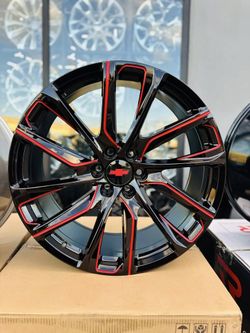 24" black red rims tires we finance 