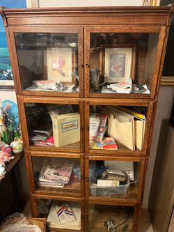 Antique Oak Barrister Bookcase with Glass Doors