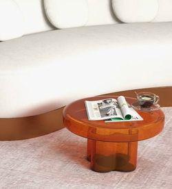 Modern Glass Coffee Table Cloud-Shaped In Orange