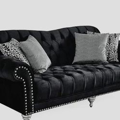Juliette Black Velvet Sofa & Loveseat