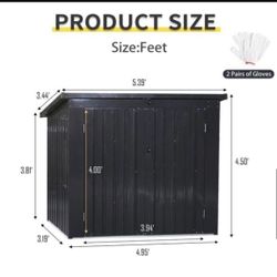 New In Box. Metal Outdoor Storage Shed, Black, Galvanized Steel