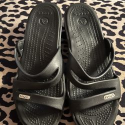 Black Croc Sandals 