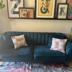 Ansonia Contemporary Velvet Sofa Teal - Christopher Knight Home