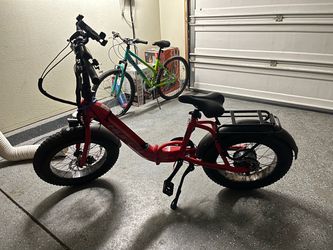 Red Fat Tire Folding Electric Bike