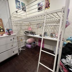 Used Bunk Bed With Desk (twin Size) 