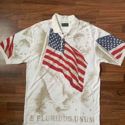 Scandia Woods USA America Polo Short Sleeve Size Large 100% Cotton Patriotic