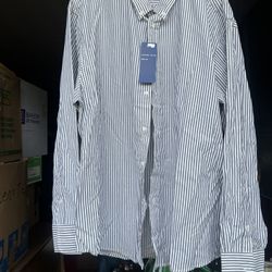 True Rock Men’s Dress shirt, long sleeves, size 3XL, grey and white striped button up, new with tags 