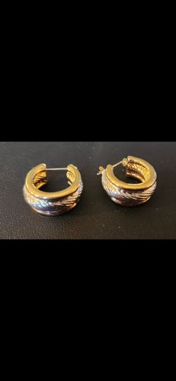 Gold Tone Chunky Hoop Earrings
