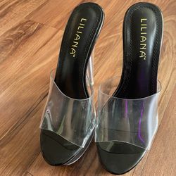 Black And Clear Platform Heels