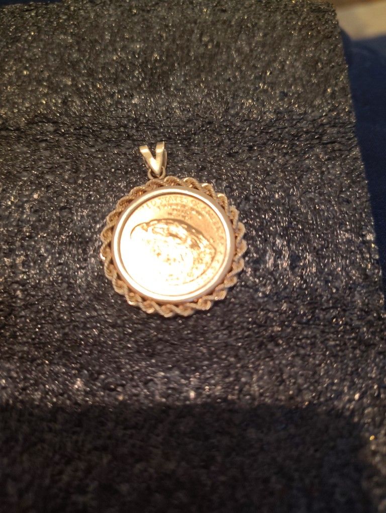 Gold Coin 22kt On 14kt Gold