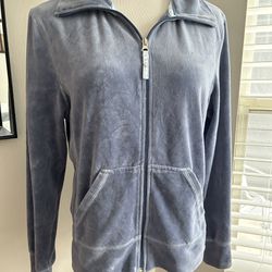 Fuma women’s gray blue zip up jacket size large late weight