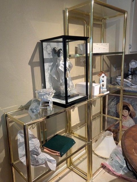 Gold Metal Glass Shelves