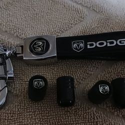 Dodge Keychain With Tire Valve Caps 