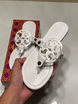 Tory Burch Miller Sandals White Patent Leather