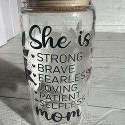 Glass Cup With Wooden Top Cover